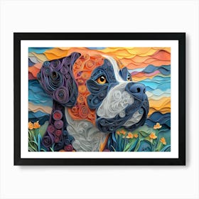 Mastiff Paper Quilling Dog Portrait Art Print