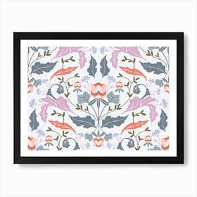 Victorian Mirrored Pink Pattern Art Print