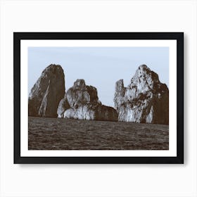 Capri Grotto Rocks Mountain Sea Water Italy Italian Black And White Monochrome Landscape Nature Horizontal Art Print