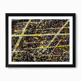 Black Abstraction Rain In Space 1 Art Print