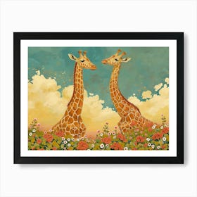 Floral Animal Illustration Giraffe 3 Art Print