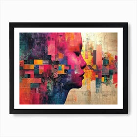 Colorful Chronicles: Abstract Narratives of History and Resilience. Abstract Of A Woman'S Head Art Print