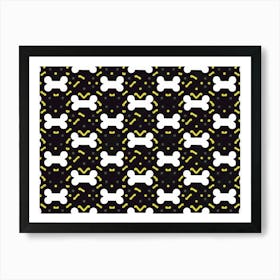 Black And White Dog Bone Pattern Art Print