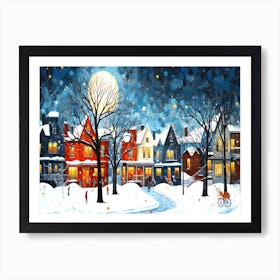 Winter Night - Snowy Night In The City Art Print