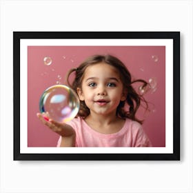 Little Girl Blowing soap Bubbles 2 Poster