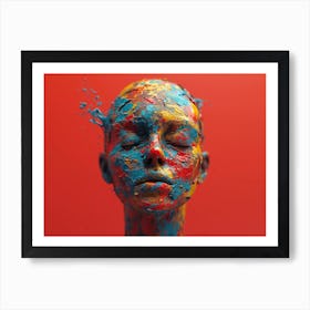 Psychedelic Portrait: Vibrant Expressions in Liquid Emulsion Abstract Of A Woman Art Print