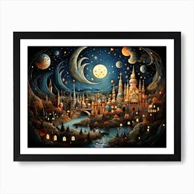 Night In The City of Istanbul Art Print