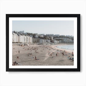 Beach Scene, Colour St Sebastian, Spain Art Print