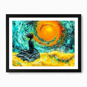 Woman contemplating the passage of time. Art Print