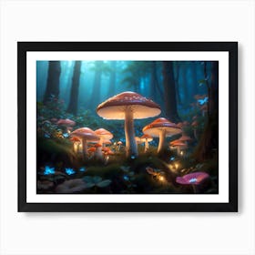 Magical gloving Mushroom Forest 5 Art Print