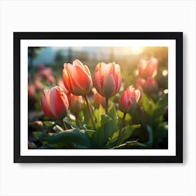 Tulips In The Garden At Sunset Art Print