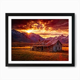 Sunset At The Cabin Art Print