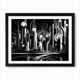 Metropolis Abstract Black And White 2 Art Print