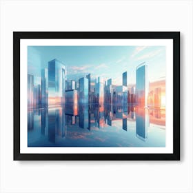 3d Abstract Cityscape with Futuristic Buildings 2 Art Print