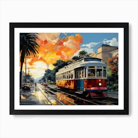 Streetcar At Sunset Art Print
