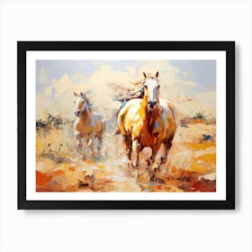 Horses Painting In Outback, Australia, Landscape 1 Art Print