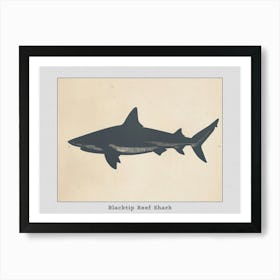 Blacktip Reef Shark Silhouette 4 Poster Art Print