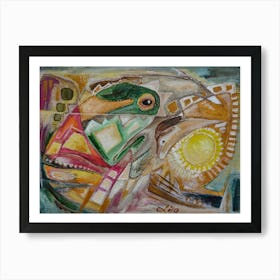 Abstract Wall Art With A Little Frog Art Print