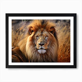 African Lion Close Up Realism 2 Art Print
