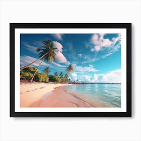 Beach With Palm Trees Art Print