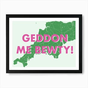 Geddon Me Bewty Cornwall Green Map Art Print