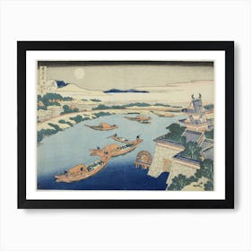 Moonlight On The Yodo River , Katsushika Hokusai Art Print