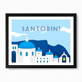 Greece, Santorini — Retro travel minimalist poster 7 Art Print