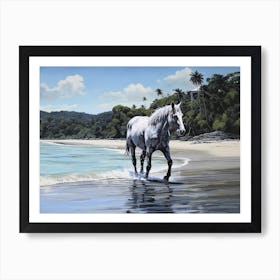 A Horse Oil Painting In Manuel Antonio Beach, Costa Rica, Landscape 2 Art Print
