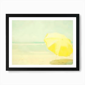 Yellow Umbrella On The Beach 1 Art Print