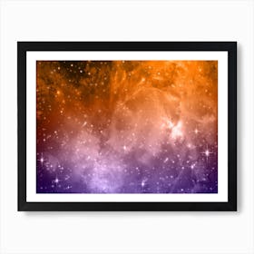 Yellow Orange Galaxy Space Background Art Print