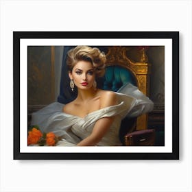 Woman In A White Dress 2 Art Print