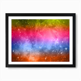 Orange Blue Magenta Yellow Galaxy Space Background Art Print