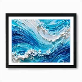 Abstract Turbulent Ocean Surface Turquoise And Blue Hues Dominating Intermingled With White Foam A (6) Art Print