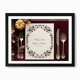 Antique Thanksgiving Invitation Embracing Baroque Flair Centered Marbled Design Hence Its Vintage C (6) Art Print