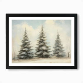 Three Pine Trees Art Print