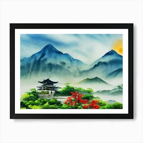 A Serene Mountain Escape Art Print