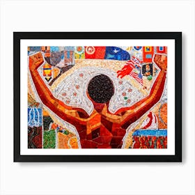 An Abstract Painting Capturing Various Shades Of Human Skin Tones In A Celebratory Mosaic Entwined (4) Art Print