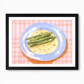 A Plate Of Asparagus, Top View Food Illustration, Landscape 2 Art Print