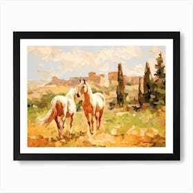 Horses Painting In Siena, Italy, Landscape 3 Art Print