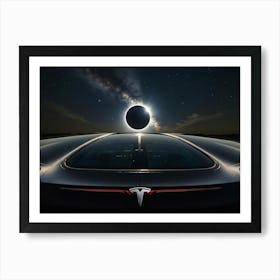 Eclipse Over Tesla Model S Art Print