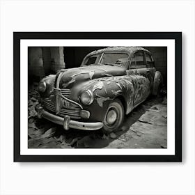 Old Car In Ruins Art Print