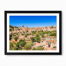 Idyllic view of Valldemossa, mediterranean Mallorca village at Spain. Village landscape of Valldemossa on Majorca, Spain Balearic Islands. A serene village landscape of Valldemossa, nestled in the scenic Balearic Islands of Spain. Art Print