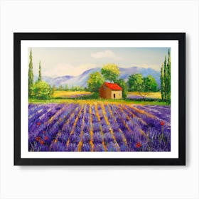 Lavender field in the mountains Art Print