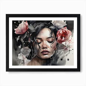 Woman With Flowers Art Print