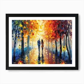 Couple Walking In The Park 1 Art Print