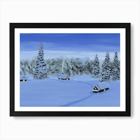 Winter village Art Print