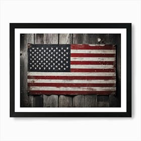 American Flag Rendered In Black And White With Subtle Red Stars Against A Smudged Vintage Backdrop R (6) Art Print