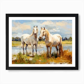 Horses Painting In Carmargue, France, Landscape 3 Art Print