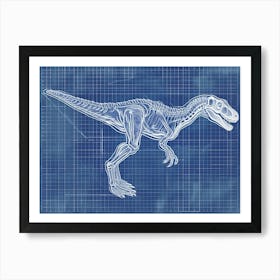 Dilophosaurus Skeleton Hand Drawn Blueprint 4 Art Print