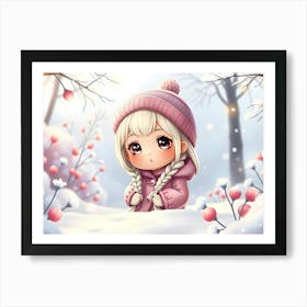 Anime Girl In The Snow Art Print